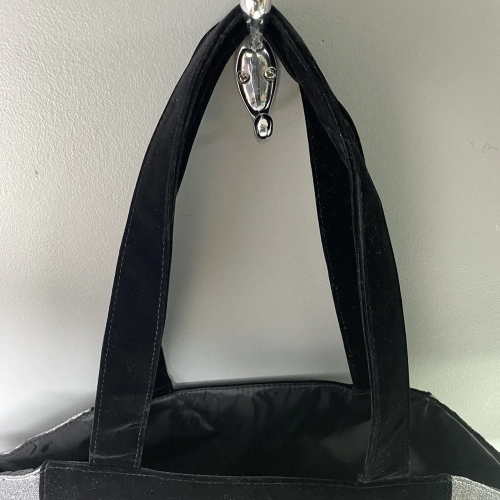 Jimmy Choo Parfums  Tote Bag Black‎ Velvet Silver Glitter Large NWOT 12x18x5